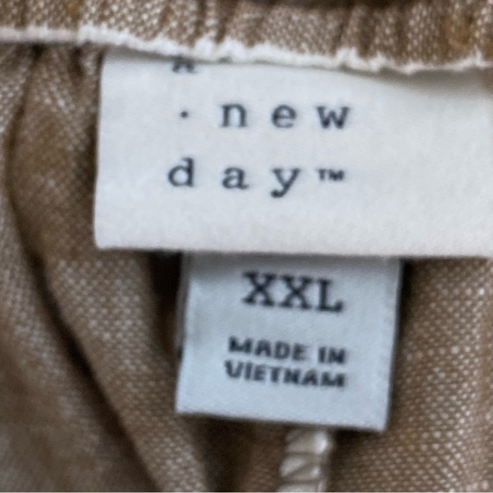 A New Day Tan/White Striped Linen Blend Belt Loops High Rise Short Plus Size XXL - Picture 4 of 5